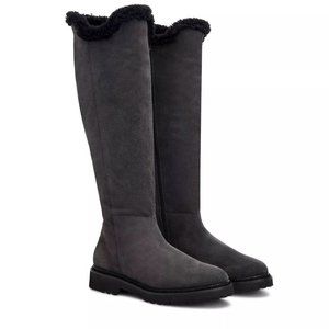 AQUATALIA 6.5 6 SHEARLING FUR LINED Mikenna Grey Suede Knee High Boots